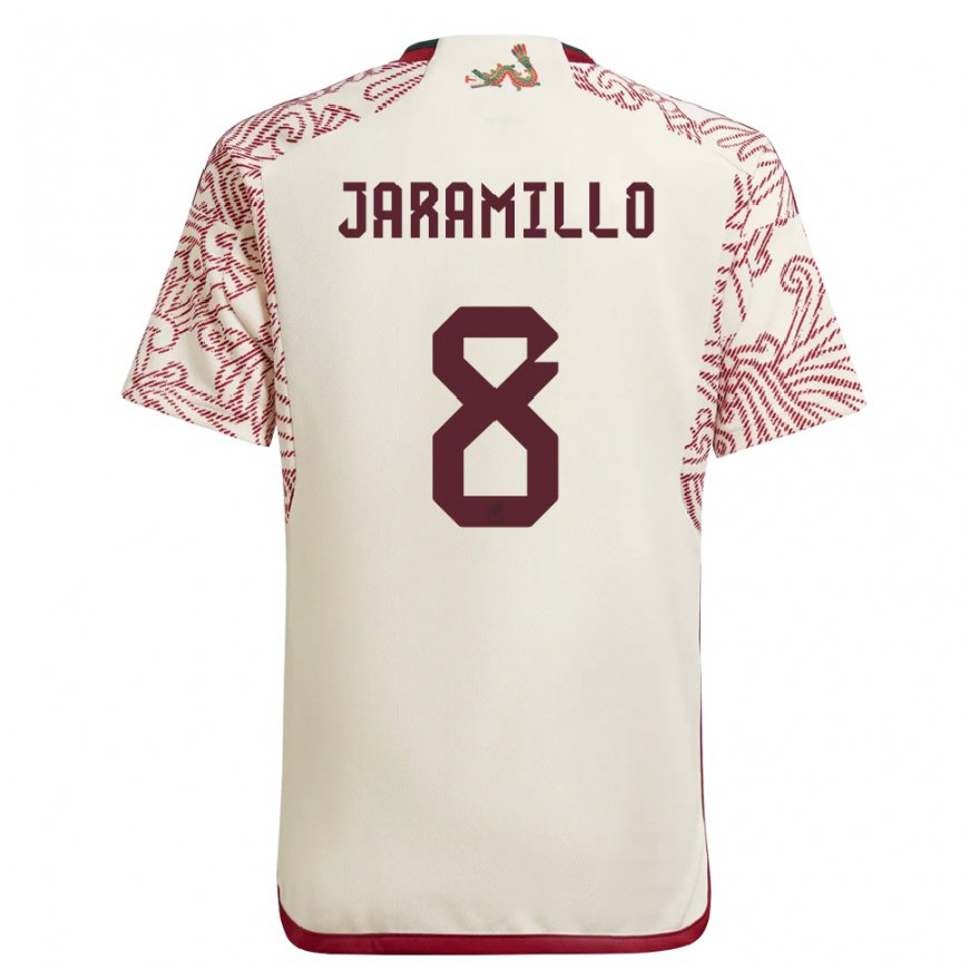 Kandiny Hombre Camiseta México Carolina Jaramillo #8 Maravilla Blanco Rojo 2ª Equipación 22-24 La Camisa Chile