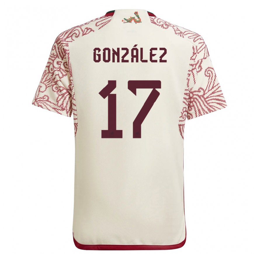 Kandiny Hombre Camiseta México Alison Gonzalez #17 Maravilla Blanco Rojo 2ª Equipación 22-24 La Camisa Chile