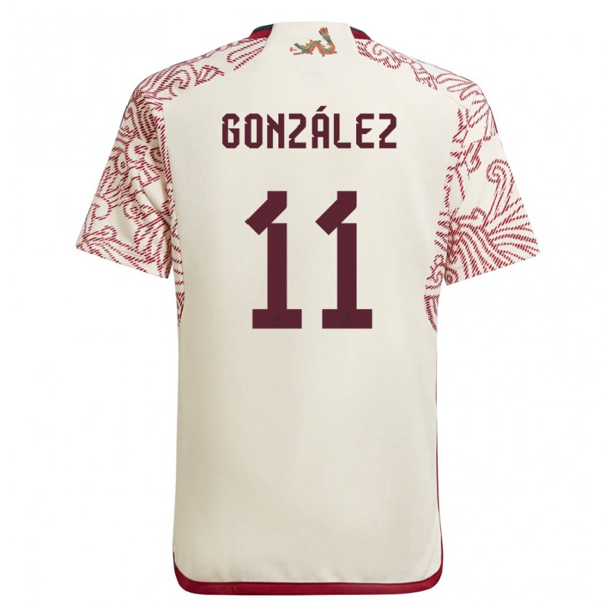 Kandiny Hombre Camiseta México Bryan Gonzalez #11 Maravilla Blanco Rojo 2ª Equipación 22-24 La Camisa Chile