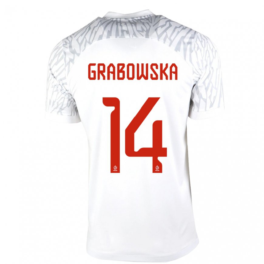 Kandiny Mujer Camiseta Polonia Dominika Grabowska #14 Blanco 1ª Equipación 22-24 La Camisa Chile