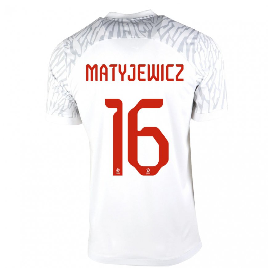 Kandiny Mujer Camiseta Polonia Wiktor Matyjewicz #16 Blanco 1ª Equipación 22-24 La Camisa Chile