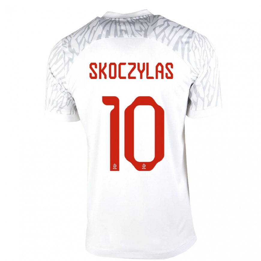 Kandiny Mujer Camiseta Polonia Mateusz Skoczylas #10 Blanco 1ª Equipación 22-24 La Camisa Chile