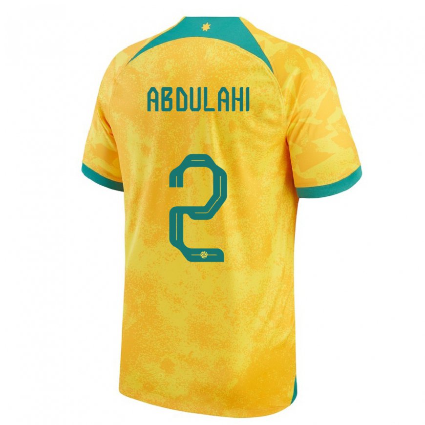 Kandiny Mujer Camiseta Australia Idrus Abdulahi #2 Dorado 1ª Equipación 22-24 La Camisa Chile