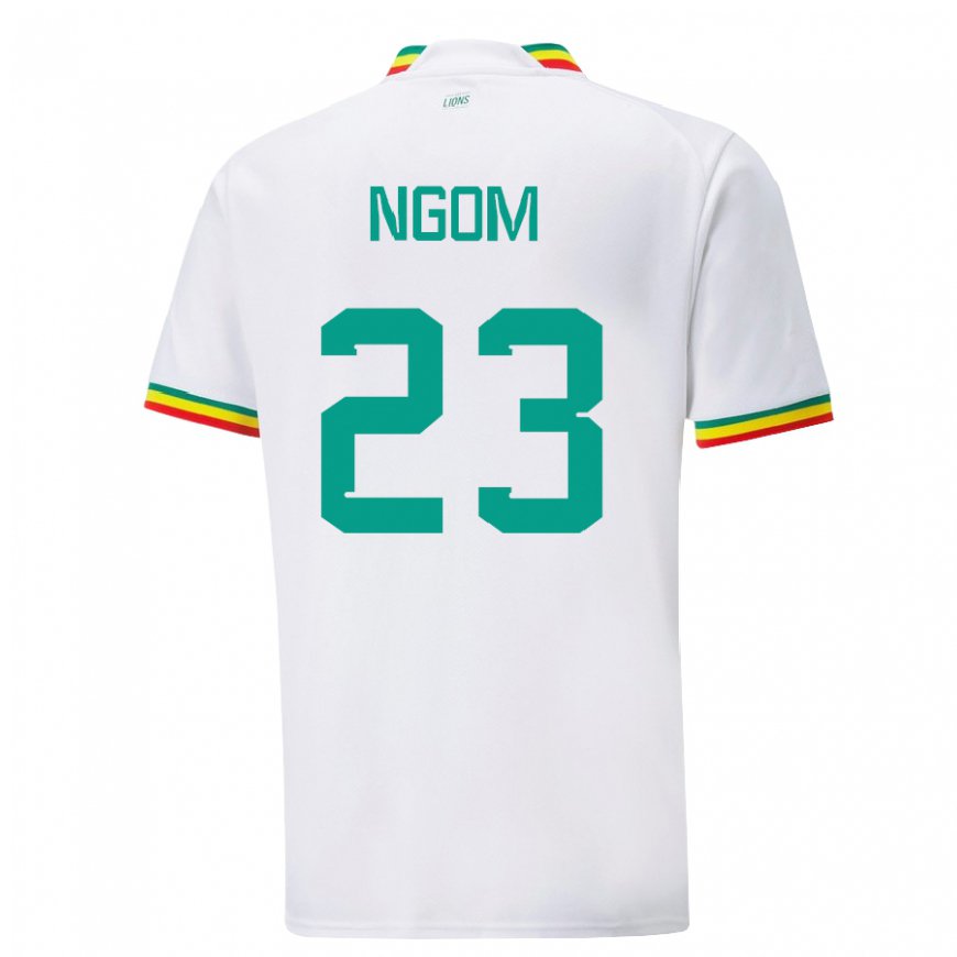 Kandiny Mujer Camiseta Senegal Astou Ngom #23 Blanco 1ª Equipación 22-24 La Camisa Chile