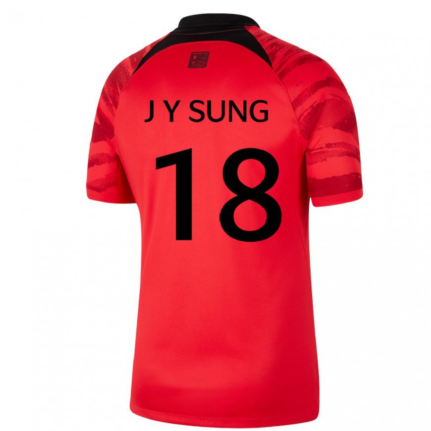 Kandiny Mujer Camiseta Corea Del Sur Sung Jin Young #18 Negro Rojo 1ª Equipación 22-24 La Camisa Chile