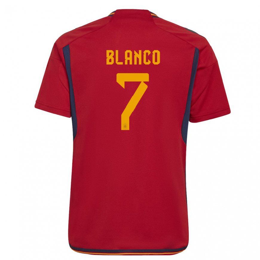 Kandiny Mujer Camiseta España Fabio Blanco #7 Rojo 1ª Equipación 22-24 La Camisa Chile