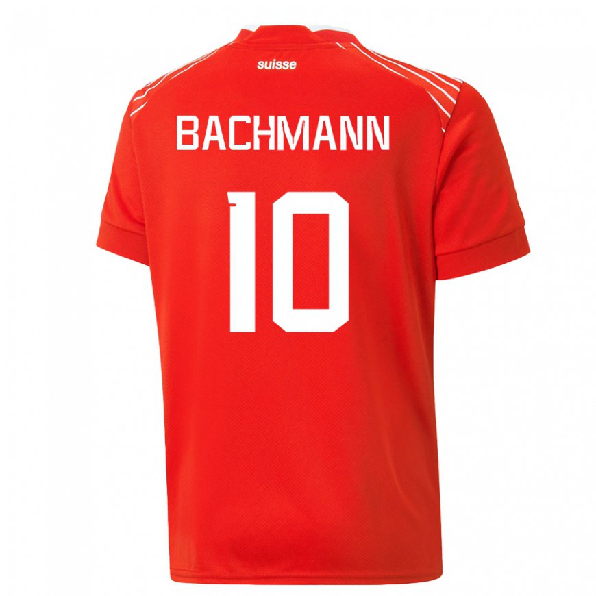 Kandiny Mujer Camiseta Suiza Ramona Bachmann #10 Rojo 1ª Equipación 22-24 La Camisa Chile