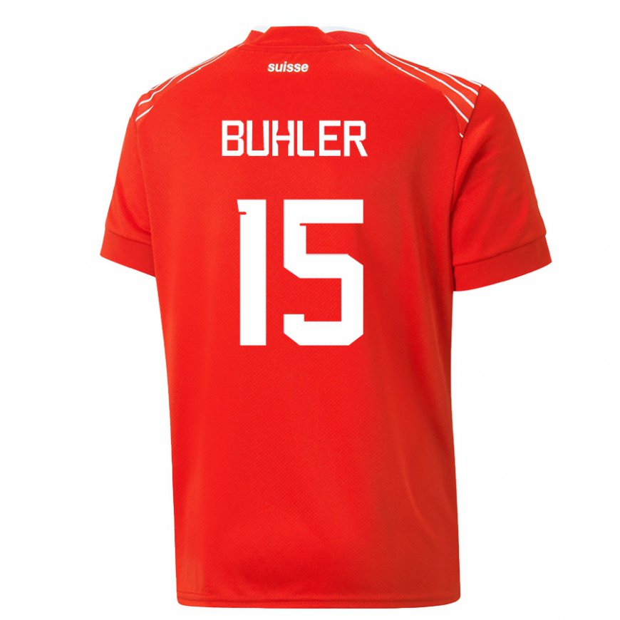 Kandiny Mujer Camiseta Suiza Luana Buhler #15 Rojo 1ª Equipación 22-24 La Camisa Chile