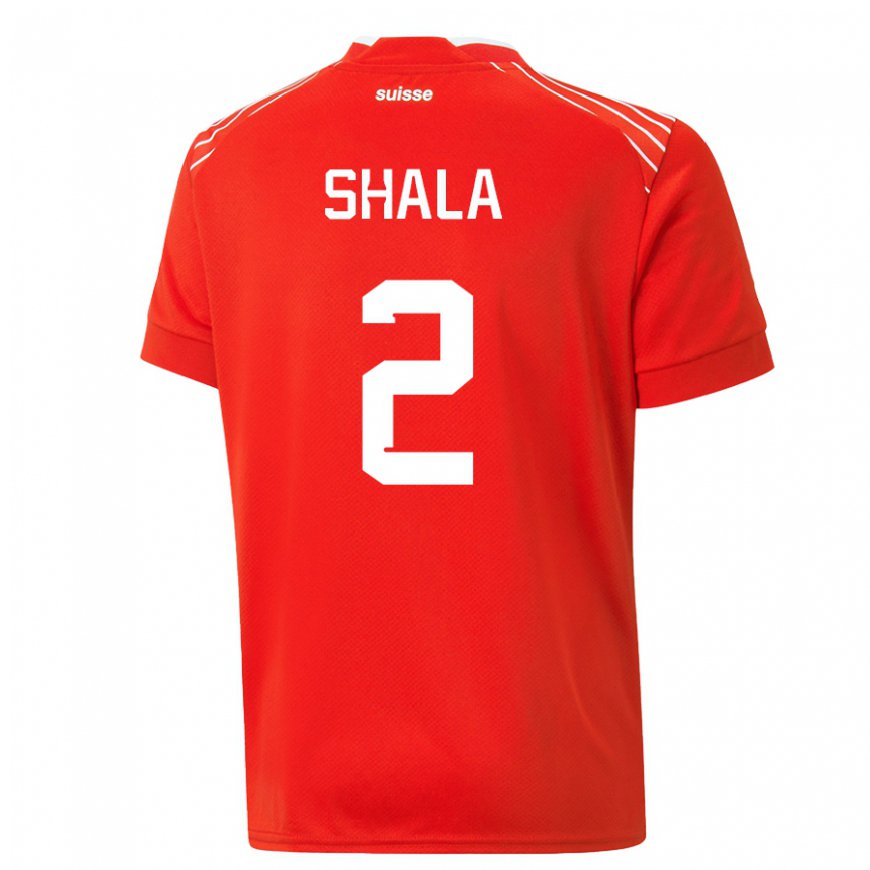 Kandiny Mujer Camiseta Suiza Besnik Shala #2 Rojo 1ª Equipación 22-24 La Camisa Chile