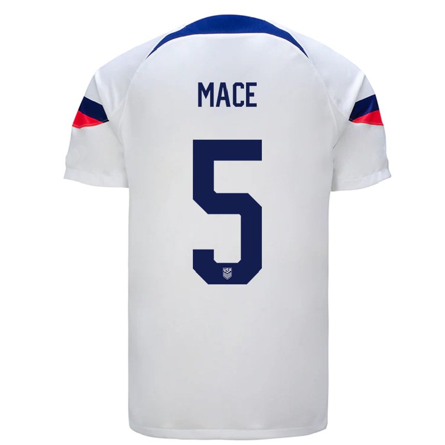 Kandiny Mujer Camiseta Estados Unidos Hailie Mace #5 Blanco 1ª Equipación 22-24 La Camisa Chile