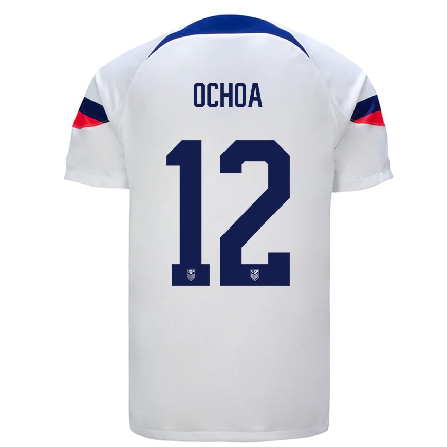 Kandiny Mujer Camiseta Estados Unidos Emmanuel Ochoa #12 Blanco 1ª Equipación 22-24 La Camisa Chile