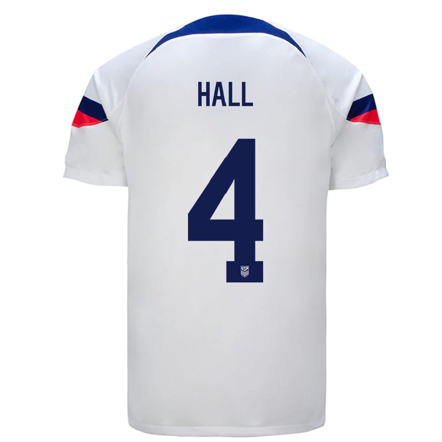 Kandiny Mujer Camiseta Estados Unidos Tyler Hall #4 Blanco 1ª Equipación 22-24 La Camisa Chile