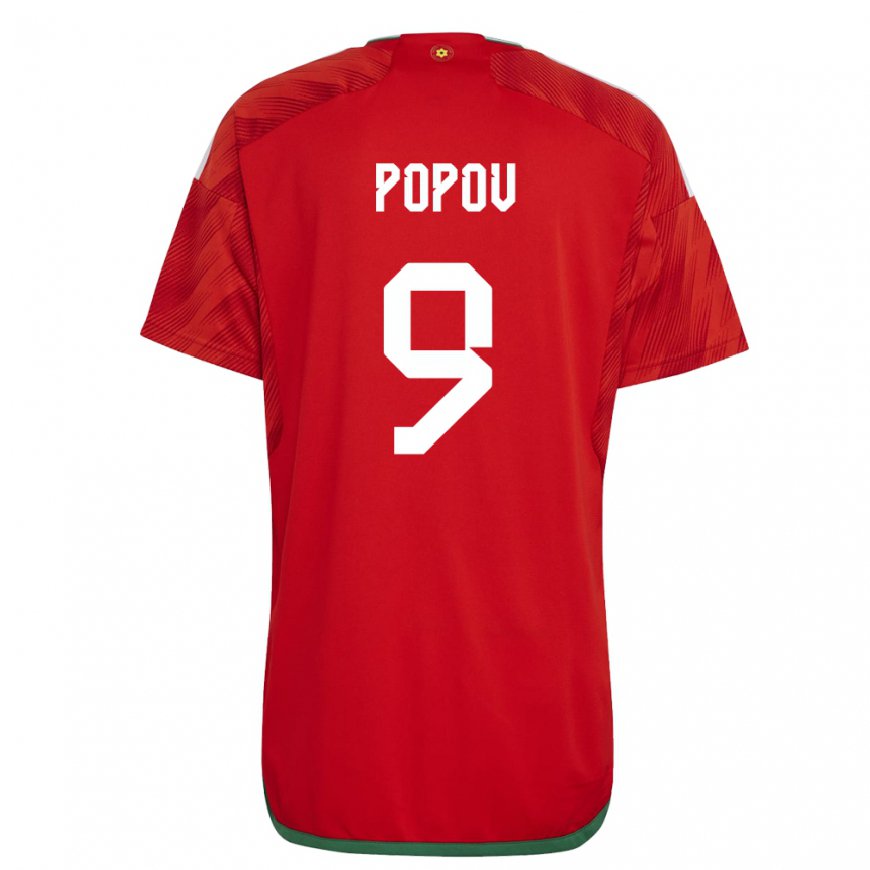 Kandiny Mujer Camiseta Gales Christopher Popov #9 Rojo 1ª Equipación 22-24 La Camisa Chile