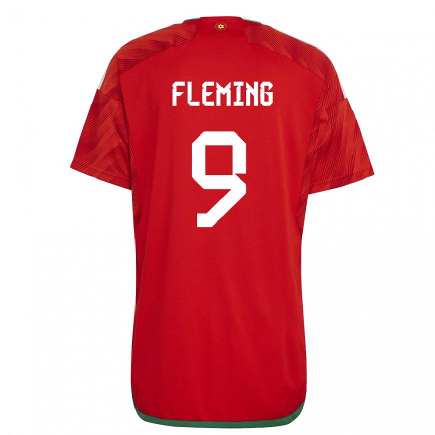 Kandiny Mujer Camiseta Gales Cole Fleming #9 Rojo 1ª Equipación 22-24 La Camisa Chile