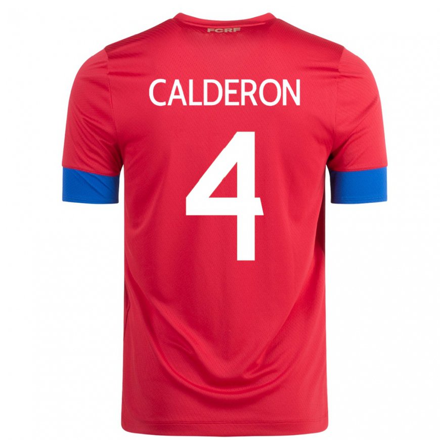 Kandiny Mujer Camiseta Costa Rica Brandon Calderon #4 Rojo 1ª Equipación 22-24 La Camisa Chile