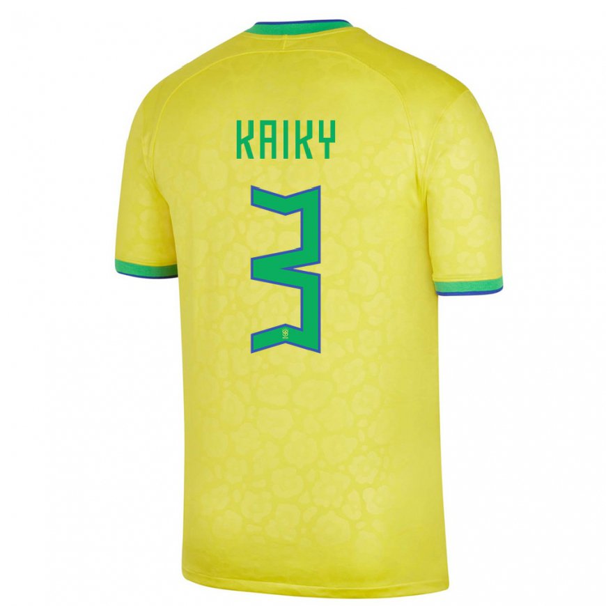 Kandiny Mujer Camiseta Brasil Kaiky #3 Amarillo 1ª Equipación 22-24 La Camisa Chile