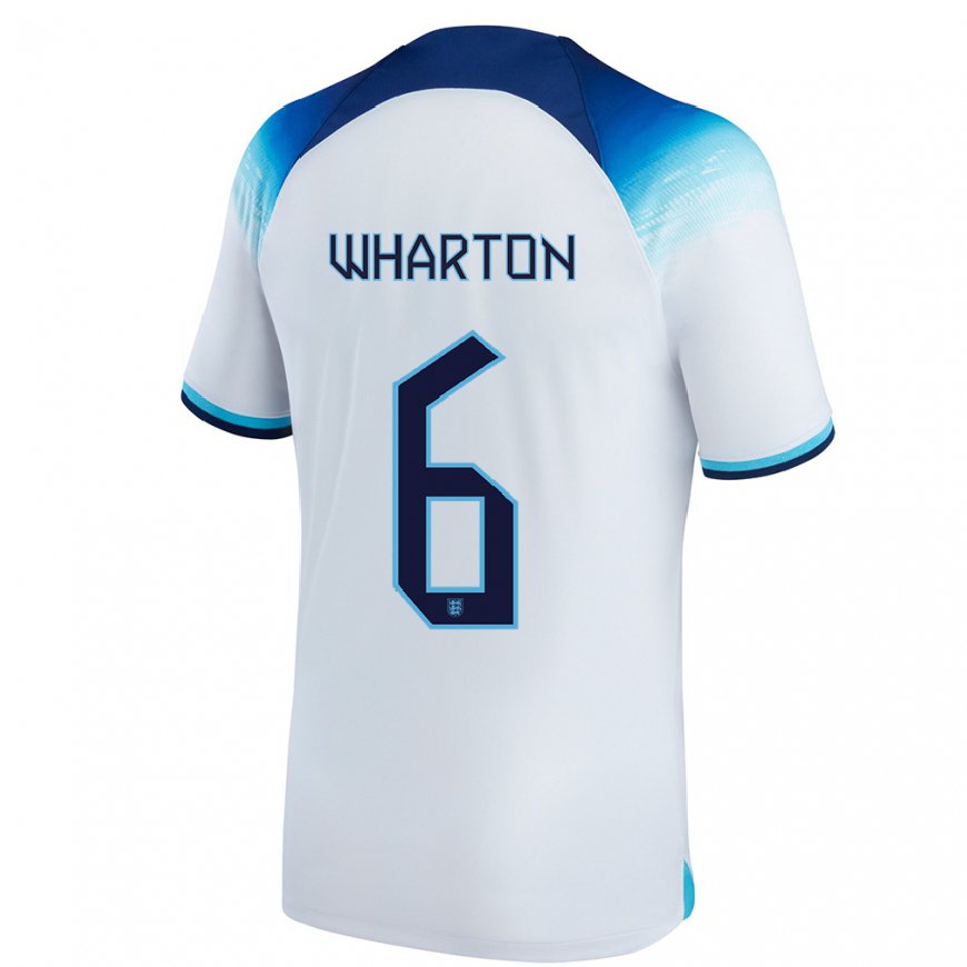 Kandiny Mujer Camiseta Inglaterra Adam Wharton #6 Blanco Azul 1ª Equipación 22-24 La Camisa Chile