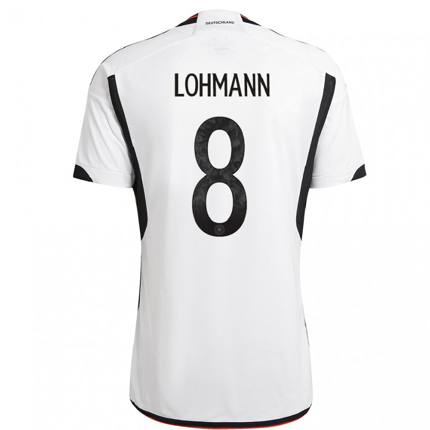 Kandiny Mujer Camiseta Alemania Sydney Lohmann #8 Blanco Negro 1ª Equipación 22-24 La Camisa Chile