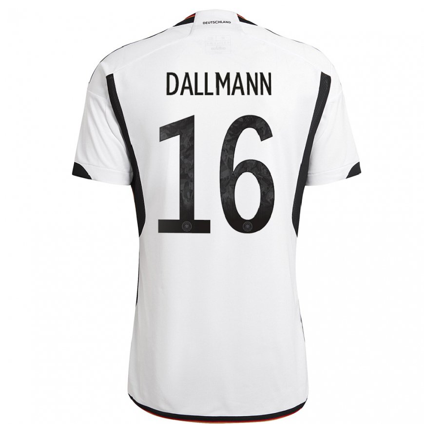 Kandiny Mujer Camiseta Alemania Linda Dallmann #16 Blanco Negro 1ª Equipación 22-24 La Camisa Chile