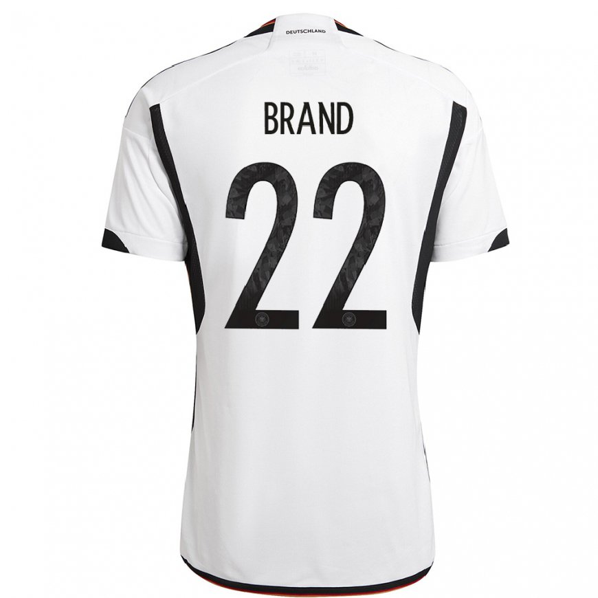 Kandiny Mujer Camiseta Alemania Jule Brand #22 Blanco Negro 1ª Equipación 22-24 La Camisa Chile