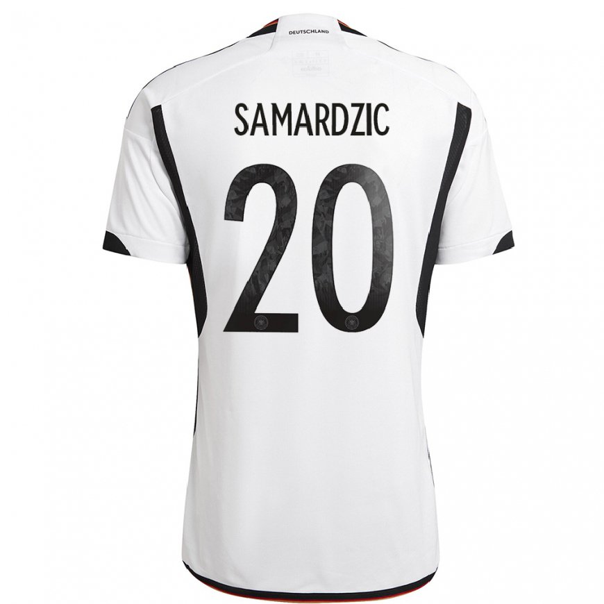 Kandiny Mujer Camiseta Alemania Lazar Samardzic #20 Blanco Negro 1ª Equipación 22-24 La Camisa Chile