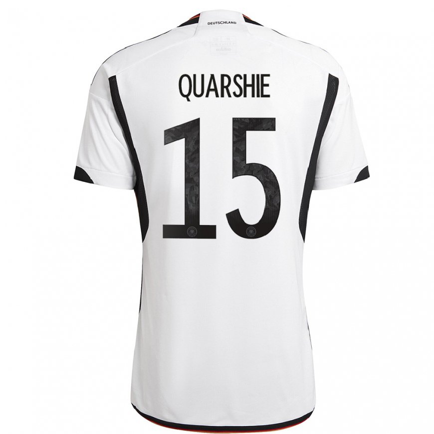 Kandiny Mujer Camiseta Alemania Joshua Quarshie #15 Blanco Negro 1ª Equipación 22-24 La Camisa Chile