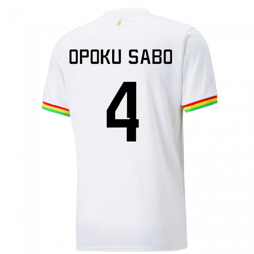 Kandiny Mujer Camiseta Ghana Alex Opoku Sabo #4 Blanco 1ª Equipación 22-24 La Camisa Chile