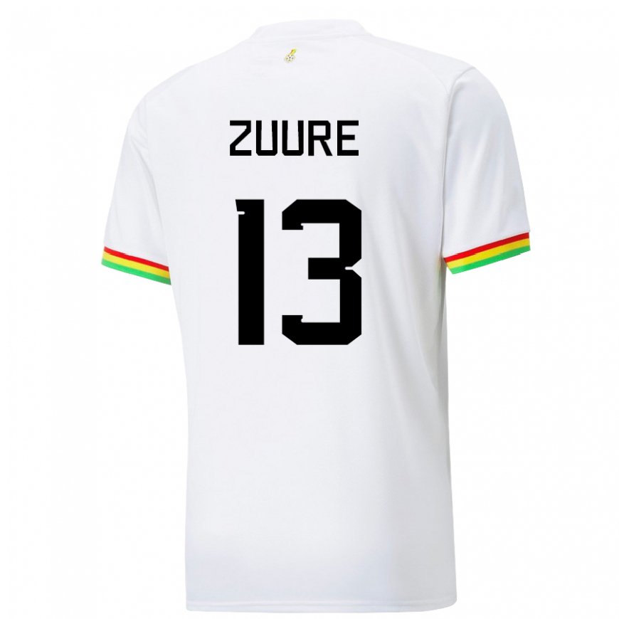 Kandiny Mujer Camiseta Ghana Moses Salifu Bawa Zuure #13 Blanco 1ª Equipación 22-24 La Camisa Chile