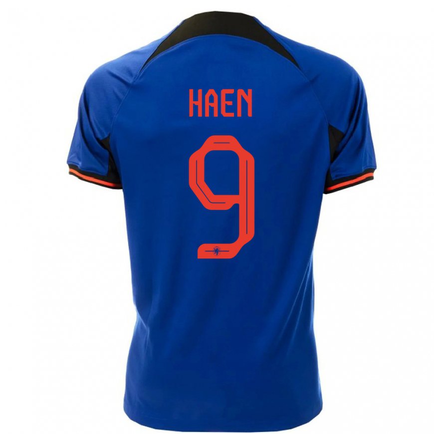 Kandiny Mujer Camiseta Países Bajos Devin Haen #9 Azul Real 2ª Equipación 22-24 La Camisa Chile