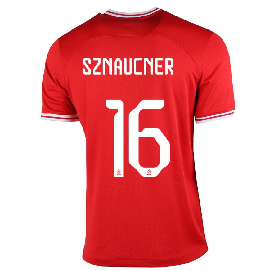 Kandiny Mujer Camiseta Polonia Maksymilian Sznaucner #16 Rojo 2ª Equipación 22-24 La Camisa Chile