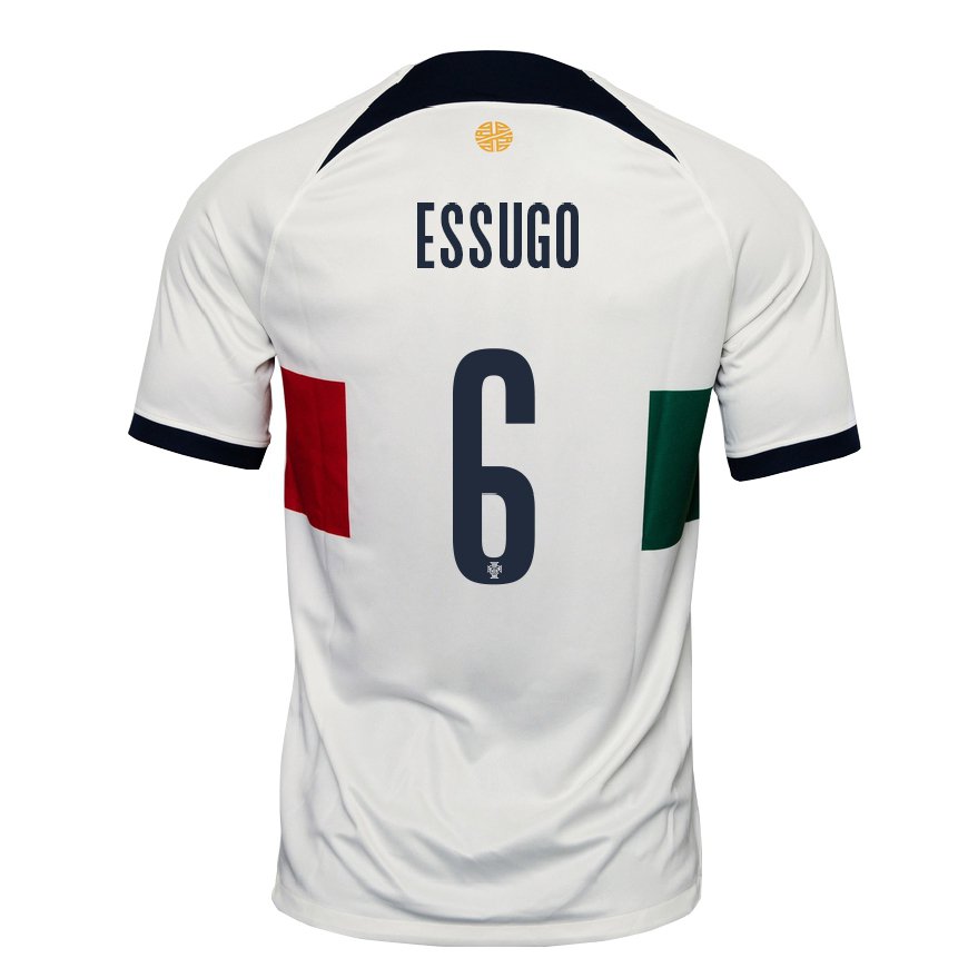Kandiny Mujer Camiseta Portugal Dario Essugo #6 Blanco 2ª Equipación 22-24 La Camisa Chile