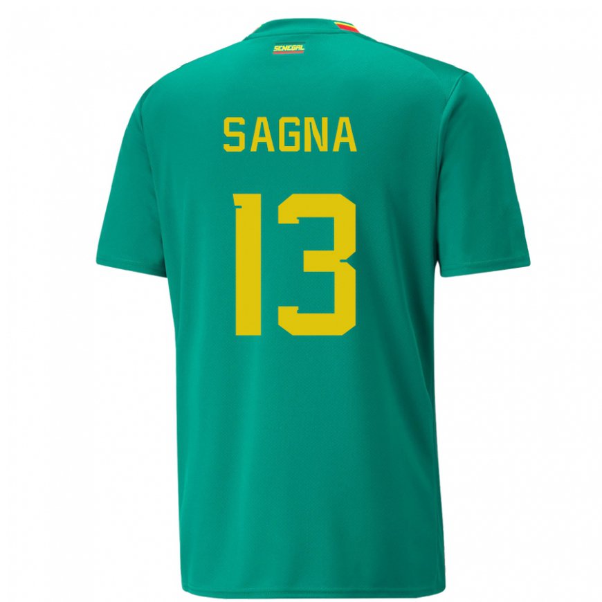 Kandiny Mujer Camiseta Senegal Jeannette Sagna #13 Verde 2ª Equipación 22-24 La Camisa Chile