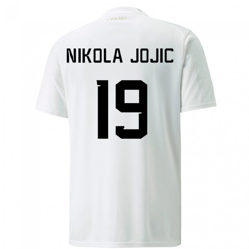 Kandiny Mujer Camiseta Serbia Nikola Jojic #19 Blanco 2ª Equipación 22-24 La Camisa Chile