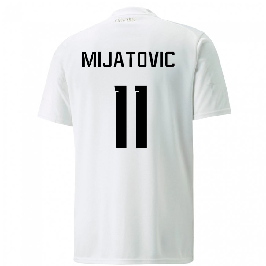 Kandiny Mujer Camiseta Serbia Jovan Mijatovic #11 Blanco 2ª Equipación 22-24 La Camisa Chile