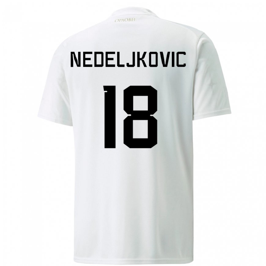 Kandiny Mujer Camiseta Serbia Kosta Nedeljkovic #18 Blanco 2ª Equipación 22-24 La Camisa Chile