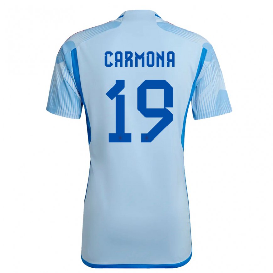 Kandiny Mujer Camiseta España Olga Carmona #19 Cielo Azul 2ª Equipación 22-24 La Camisa Chile