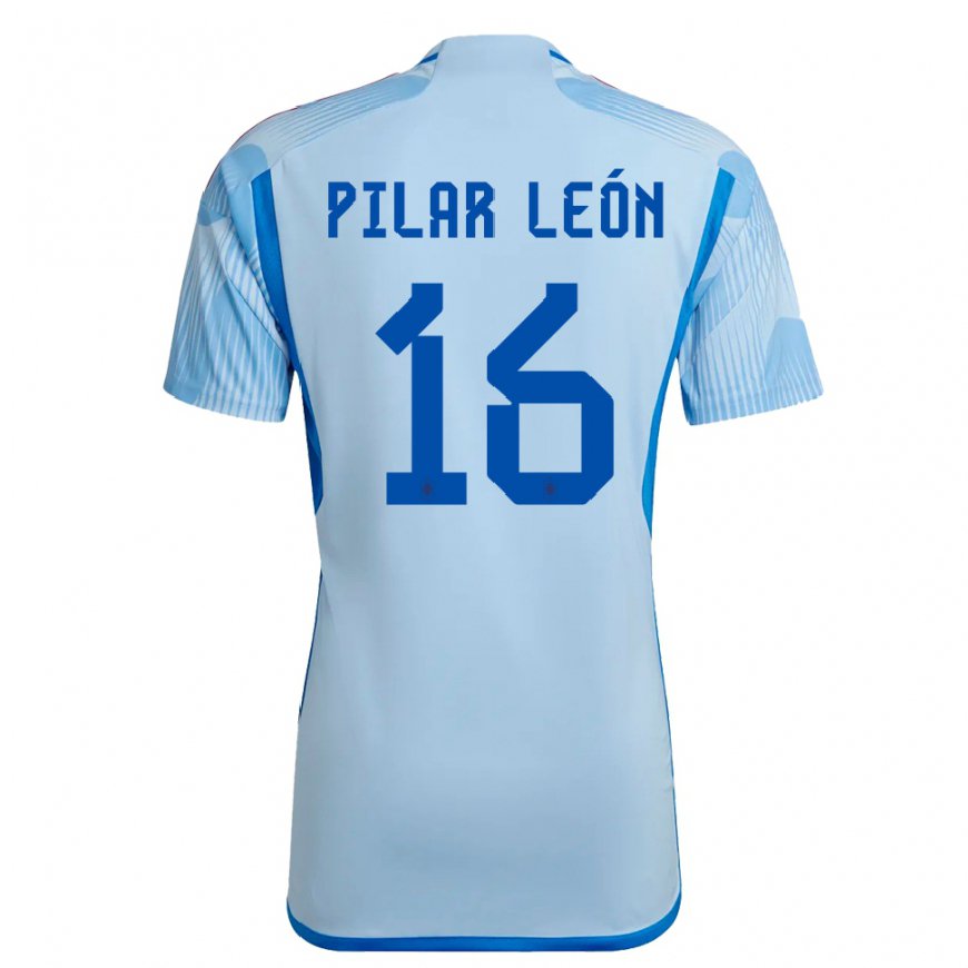Kandiny Mujer Camiseta España Maria Pilar Leon #16 Cielo Azul 2ª Equipación 22-24 La Camisa Chile