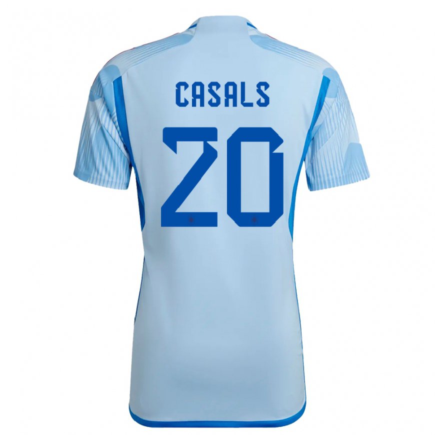 Kandiny Mujer Camiseta España Joel Casals #20 Cielo Azul 2ª Equipación 22-24 La Camisa Chile