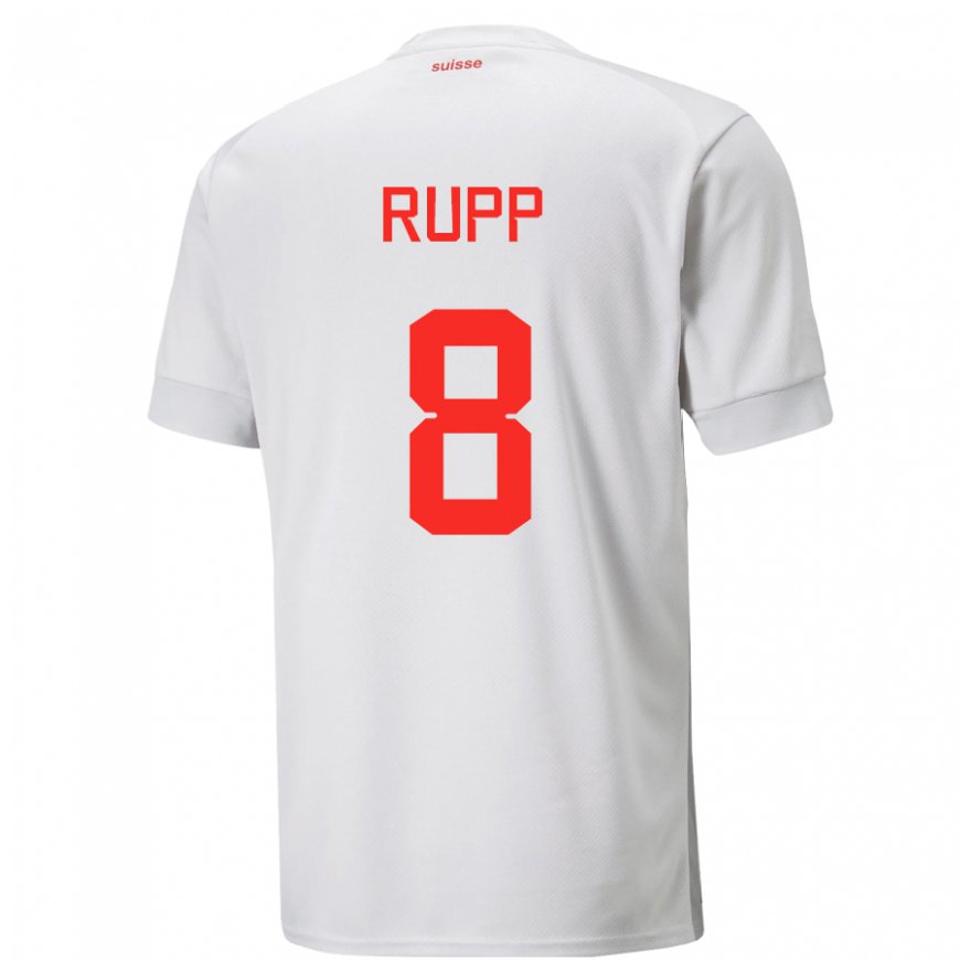 Kandiny Mujer Camiseta Suiza Noah Rupp #8 Blanco 2ª Equipación 22-24 La Camisa Chile