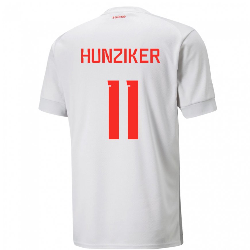 Kandiny Mujer Camiseta Suiza Andrin Hunziker #11 Blanco 2ª Equipación 22-24 La Camisa Chile