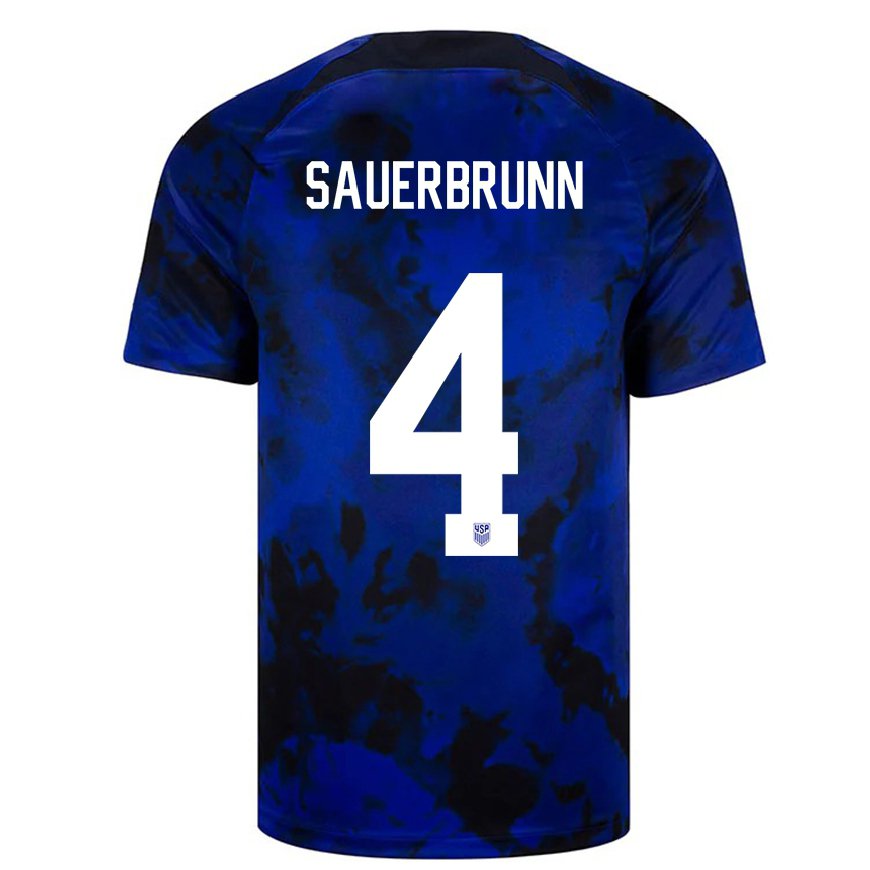 Kandiny Mujer Camiseta Estados Unidos Becky Sauerbrunn #4 Azul Real 2ª Equipación 22-24 La Camisa Chile
