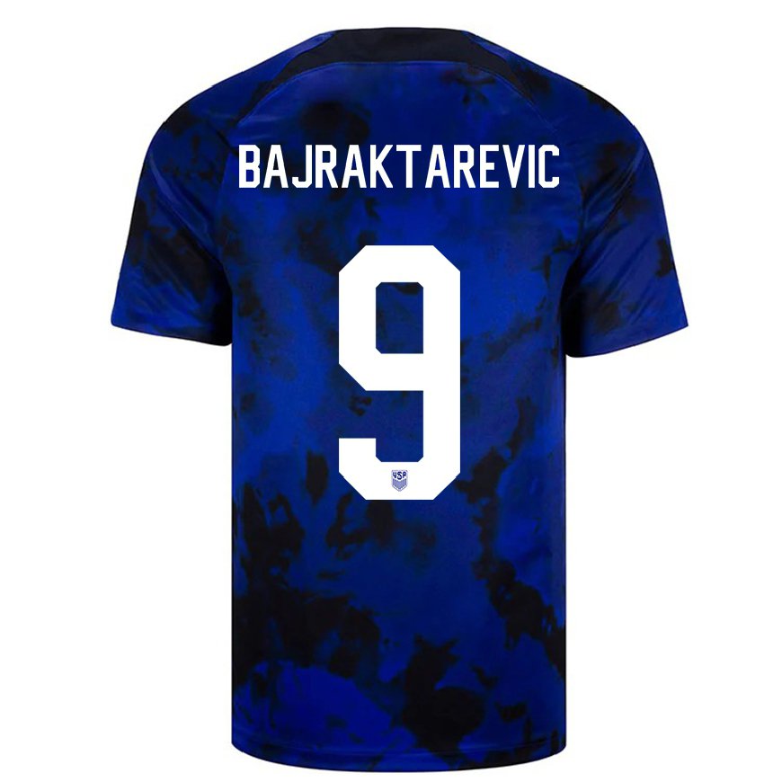 Kandiny Mujer Camiseta Estados Unidos Esmir Bajraktarevic #9 Azul Real 2ª Equipación 22-24 La Camisa Chile