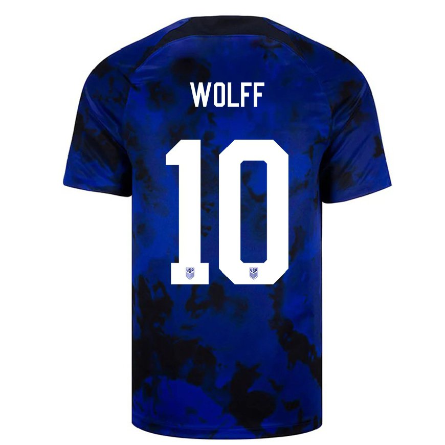 Kandiny Mujer Camiseta Estados Unidos Owen Wolff #10 Azul Real 2ª Equipación 22-24 La Camisa Chile