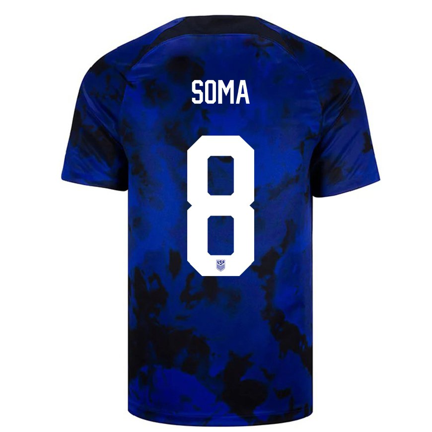Kandiny Mujer Camiseta Estados Unidos Pedro Soma #8 Azul Real 2ª Equipación 22-24 La Camisa Chile
