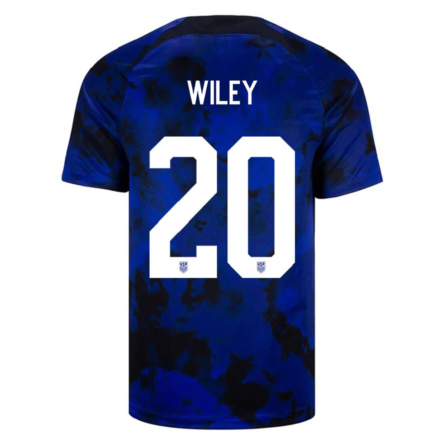Kandiny Mujer Camiseta Estados Unidos Caleb Wiley #20 Azul Real 2ª Equipación 22-24 La Camisa Chile