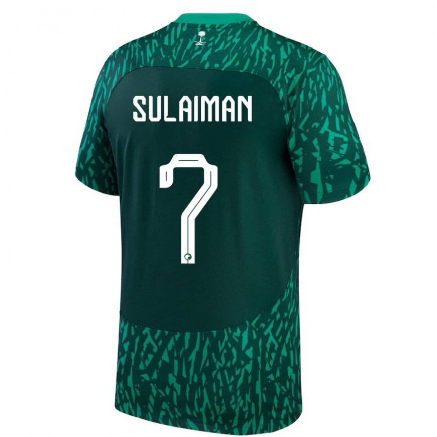 Kandiny Mujer Camiseta Arabia Saudita Mohammed Sulaiman #7 Verde Oscuro 2ª Equipación 22-24 La Camisa Chile