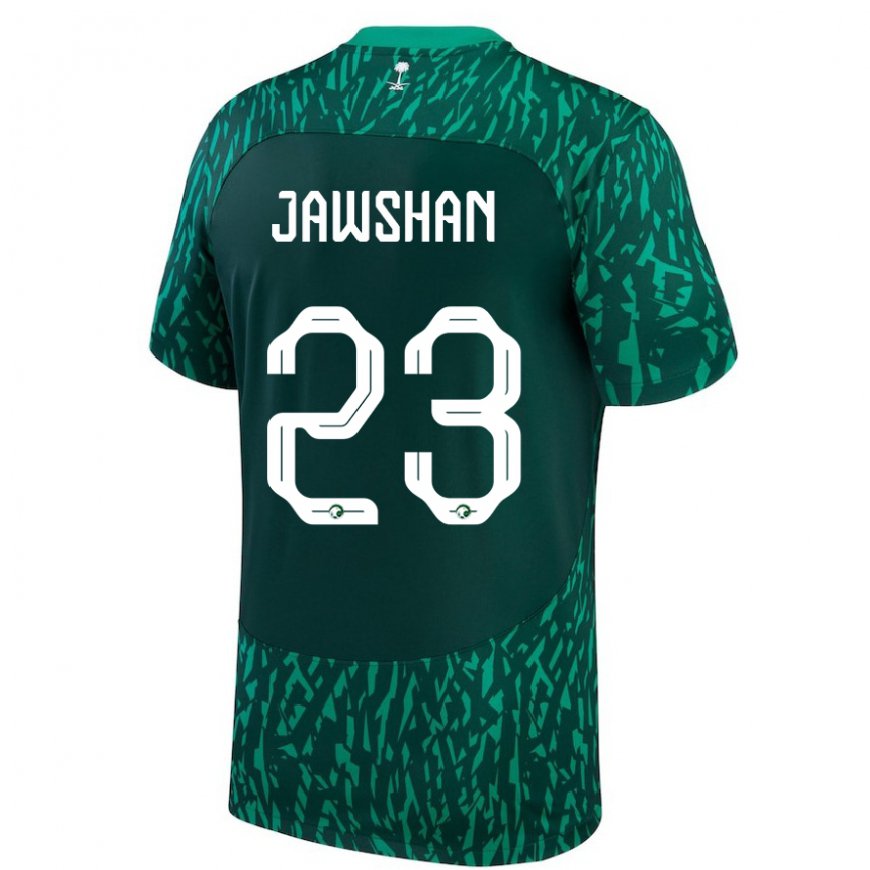 Kandiny Mujer Camiseta Arabia Saudita Yazeed Jawshan #23 Verde Oscuro 2ª Equipación 22-24 La Camisa Chile