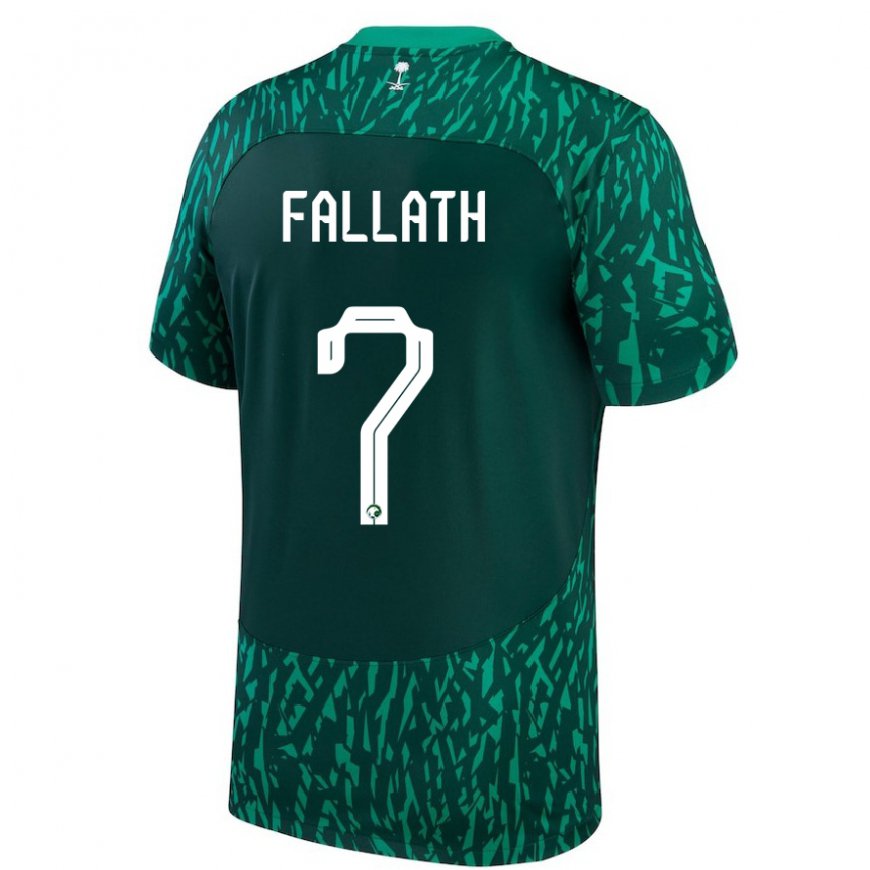Kandiny Mujer Camiseta Arabia Saudita Fahad Fallath #7 Verde Oscuro 2ª Equipación 22-24 La Camisa Chile
