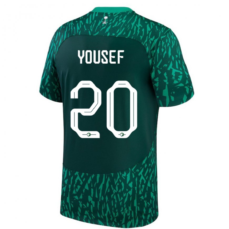 Kandiny Mujer Camiseta Arabia Saudita Fares Yousef #20 Verde Oscuro 2ª Equipación 22-24 La Camisa Chile