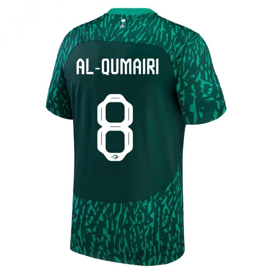 Kandiny Mujer Camiseta Arabia Saudita Nawaf Al Qumairi #8 Verde Oscuro 2ª Equipación 22-24 La Camisa Chile